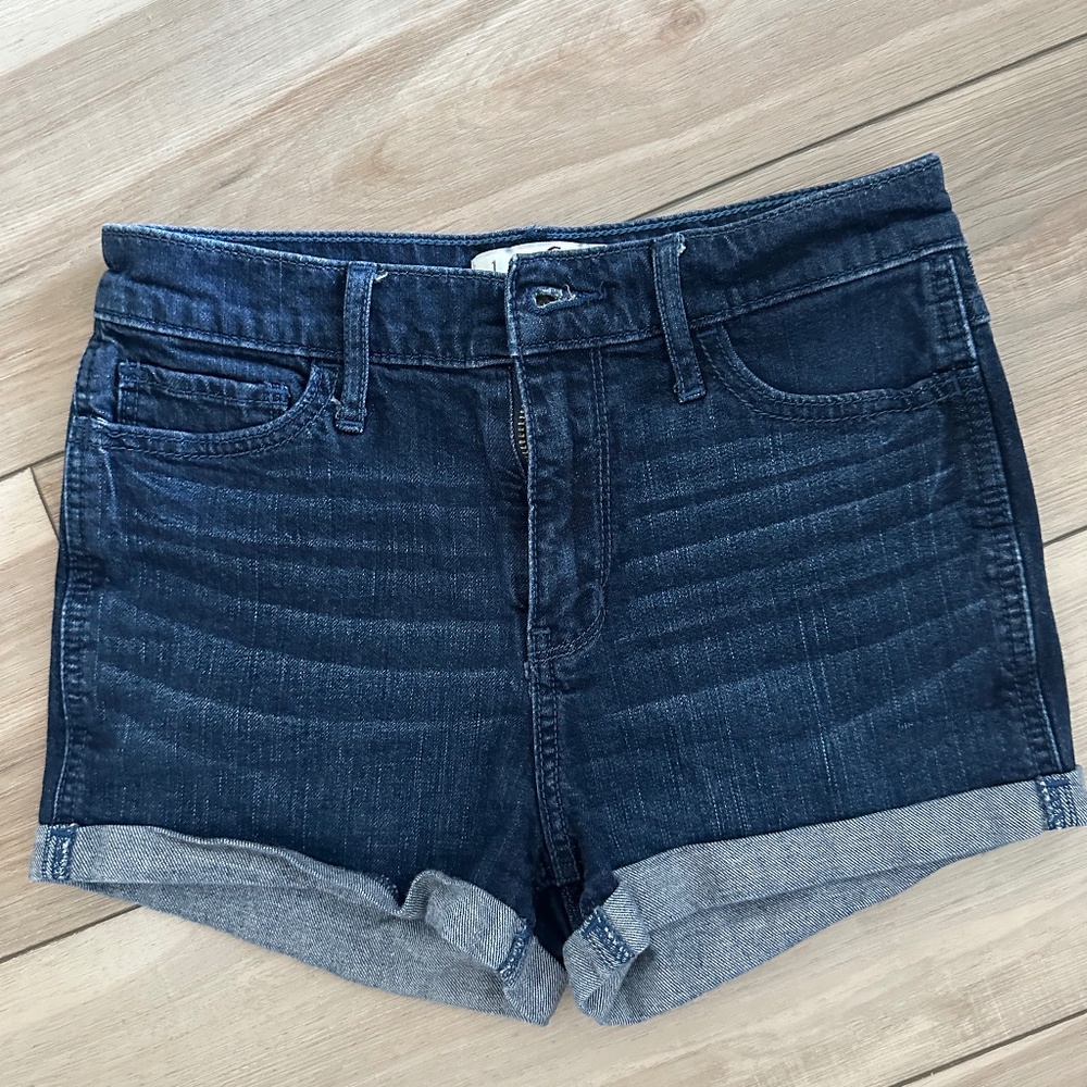 Hollister high-waisted denim jean short dark wash